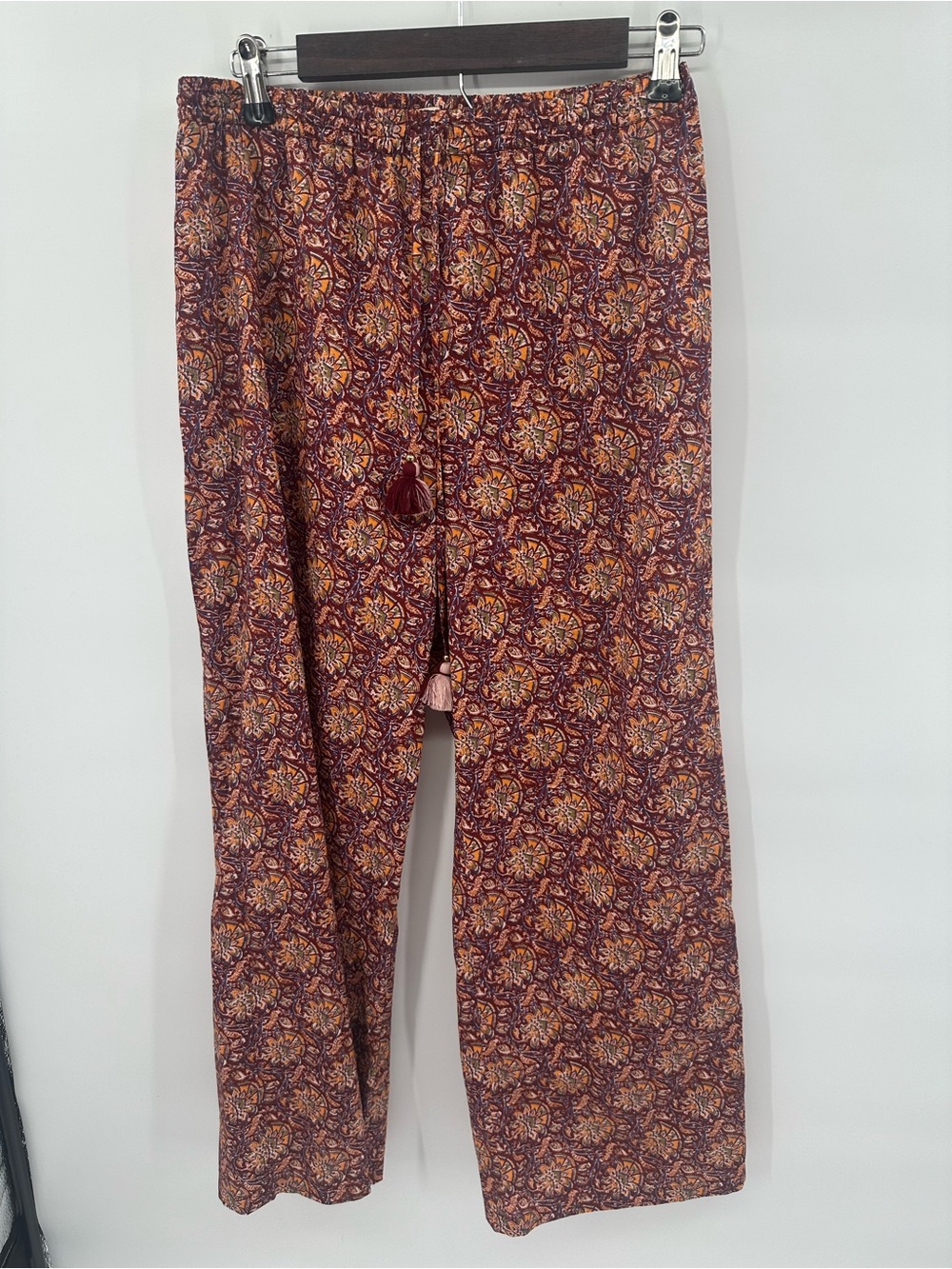 Figue Women's Boho Wide Leg Pants Size Small Tassel Drawstring Paisley India1285 - Picture 7 of 7